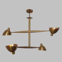 Mid Century Sputnik Chandelier - Raw Brass, 4-Light Pendant - thumbnail 3