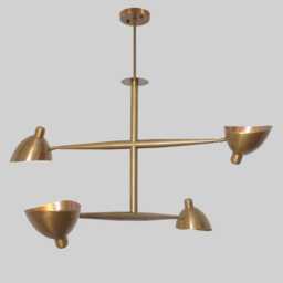 Mid Century Sputnik Chandelier - Raw Brass, 4-Light Pendant - thumbnail 1