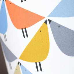 Bird Lampshade Orange Blue Lintu, Gold Silver Or White Lining Option, Table Ceiling Lampshade, Print Pattern, Handmade By Vivid Shades - thumbnail 3