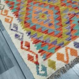 Classic Runner Rug, Handmade Artisan Afghan Turkish, Scandinavian, Navajo, Bohemian, Wool Flatweave Multicolour Kilim Rug 300x76 cm - thumbnail 3
