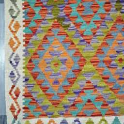 Classic Runner Rug, Handmade Artisan Afghan Turkish, Scandinavian, Navajo, Bohemian, Wool Flatweave Multicolour Kilim Rug 300x76 cm - thumbnail 2