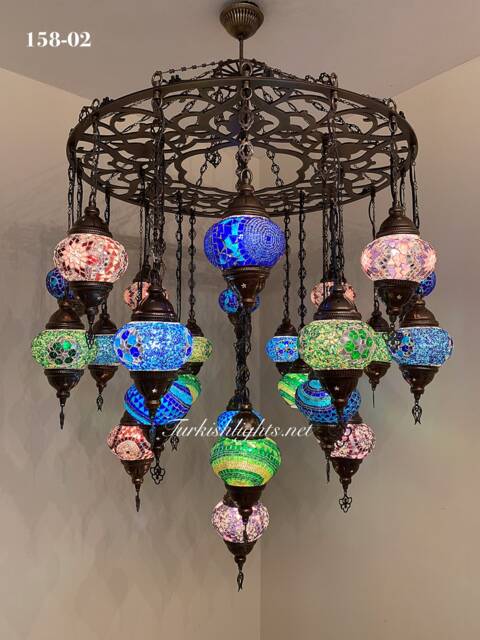 Handmade Turkish Mosaic Chandelier With 24 Globes - image 1