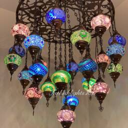 Handmade Turkish Mosaic Chandelier With 24 Globes - thumbnail 3