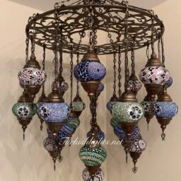 Handmade Turkish Mosaic Chandelier With 24 Globes - thumbnail 2