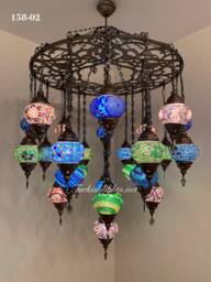 Handmade Turkish Mosaic Chandelier With 24 Globes - thumbnail 1