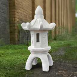Concrete Lantern Pagoda Sculpture Stone Statue Outdoor Figurine Garden Asian Decoration Handmade Japanese Ornament - thumbnail 1