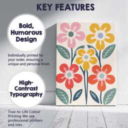 Mid Century Floral Garden With Colourful Blooms & Botanical Leaves Canvas Wall Art Print Decor Picture Ready To Hang - thumbnail 2