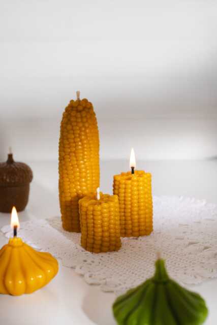 Corn Cob Pillar Candle, Beeswax Shaped Vegetable Candles, Home Decor, Food Gift For Friend, Table Candles - image 1