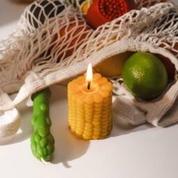 Corn Cob Pillar Candle, Beeswax Shaped Vegetable Candles, Home Decor, Food Gift For Friend, Table Candles - thumbnail 3