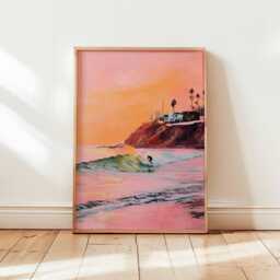 Surfing Poster, Beach Wall Art, Surf Print, Ocean Wave Coastal Decor, Summer Surfer Room Gift Art - thumbnail 1