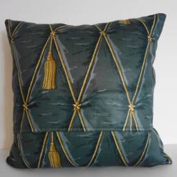Waverly Tassel Pillow Cover Blue Grey Cotton Cushion - 16x16, 18x18 - thumbnail 3