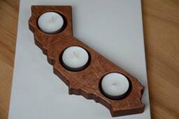 Wood Candle Holder Shape Of California State Patriotic Home Decor Rustic Tea Light Candleholder, Wedding Table - thumbnail 1
