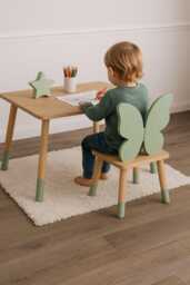 Butterfly Kids Table & Chair Set Handmade Wooden Montessori Furniture - thumbnail 1