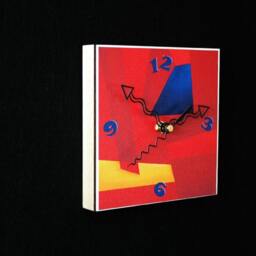 Vibrant Red, Yellow & Blue, Modern Art Clock - thumbnail 2