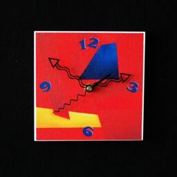 Vibrant Red, Yellow & Blue, Modern Art Clock - thumbnail 1