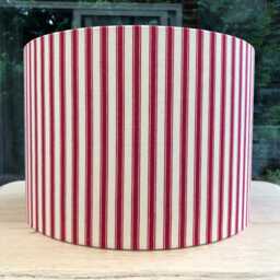 Linen Lampshade Or Ceiling Woven Red Stripes On Natural French Linen - thumbnail 1