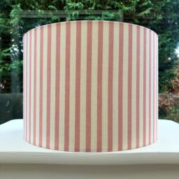 Linen Lampshade Or Ceiling Woven Red Stripes On Natural French Linen - thumbnail 3
