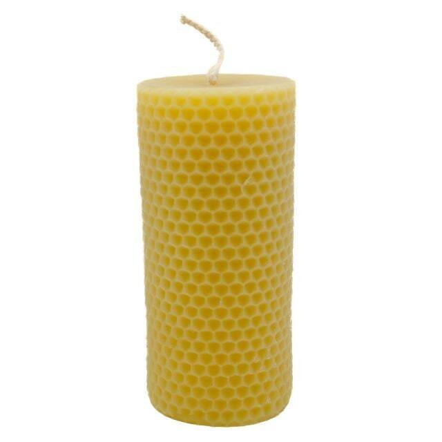 100% Beeswax Cylinder Candle 2 1/4 X 4 7/8 9.8 Oz