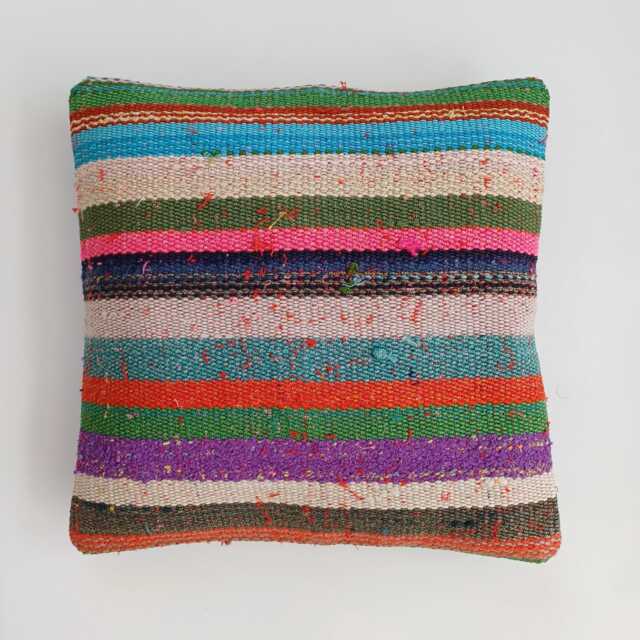 Handmade Cushion Cover, Striped Turkish Rug Cushion, Pillow, Decorative Throw Kilim 12''x12''/30x30 cm - image 1