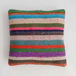 Handmade Cushion Cover, Striped Turkish Rug Cushion, Pillow, Decorative Throw Kilim 12''x12''/30x30 cm
