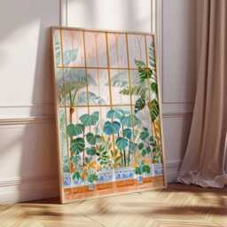 Glasshouse Wall Art Print, Botanical Garden Poster With Tropical Plants, Nature Inspired Artwork For Living Room Or Sunroom Decor - thumbnail 2