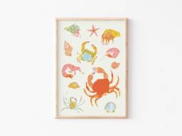 A3-A4-A5 - Under The Sea Nursery Wall Art Crabs Crab Print Animal Decor Nautical Life - thumbnail 1