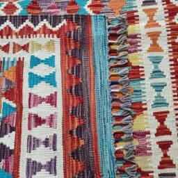 Kilim Rug Classic, Handmade Artisan Afghan Turkish Aztec Geometric Wool 143x102 cm - thumbnail 3
