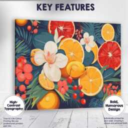 Vibrant Citrus Fruit Floral Botanical Pattern Canvas Wall Art Print Decor Picture Ready To Hang - thumbnail 1