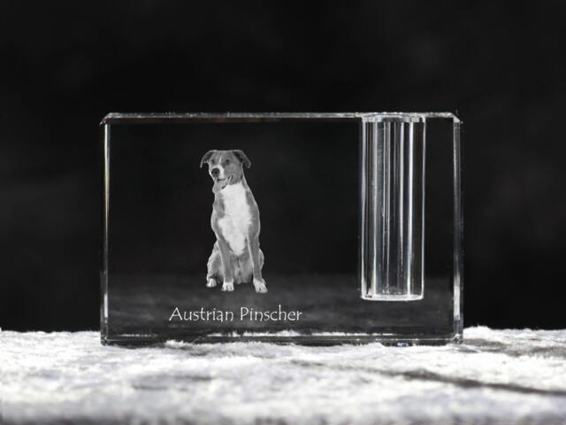 Austrian Pinscher , Crystal Pen Holder With Dog, Souvenir, Decoration, Limited Edition, Collection - image 1