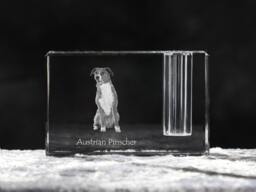 Austrian Pinscher , Crystal Pen Holder With Dog, Souvenir, Decoration, Limited Edition, Collection - thumbnail 1