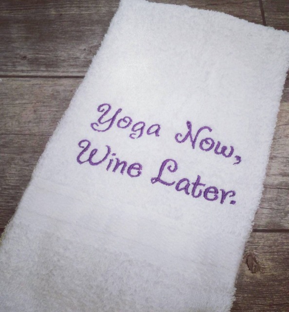 Yoga Now Wine Later Sweat Towel Funny Motivational Gym Towel - image 1