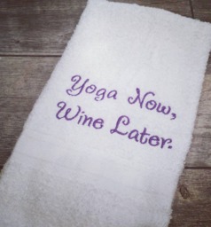 Yoga Now Wine Later Sweat Towel Funny Motivational Gym Towel