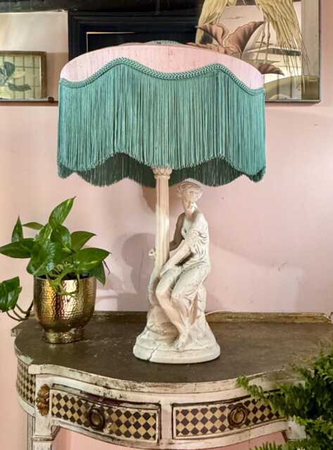 Luxury Pink Silk Fringe Lampshade, Art Deco Style, 12 - image 1