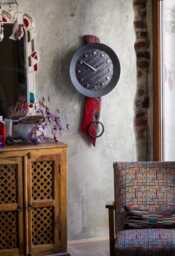 Red & Black Wall Clock, Metal & Wood, Designed Made By The Steel Style Things