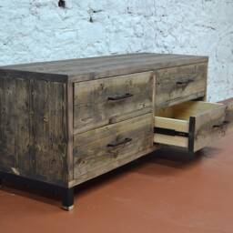 Chest Of Drawers - Handmade Solid Reclaimed Wood Lowboy Rustic Industrial Drawer Unit Custom Bedroom Furniture Bespoke Storage - thumbnail 3