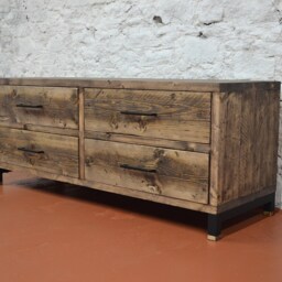 Chest Of Drawers - Handmade Solid Reclaimed Wood Lowboy Rustic Industrial Drawer Unit Custom Bedroom Furniture Bespoke Storage - thumbnail 2