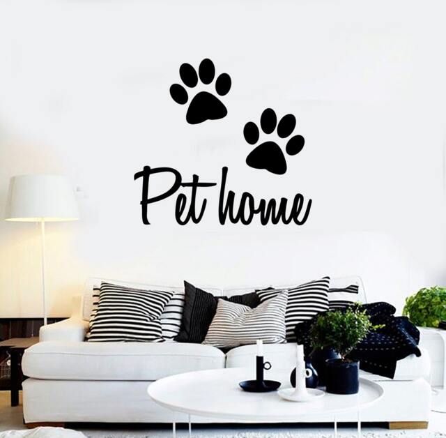 Wall Vinyl Decal Dog Front Paw Prints Quote Pet Home Abstract Pets Modern Decor - #1135Di - image 1