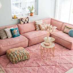 Pink Diamond Shag Moroccan Rug, Large Area Berber Wool Carpet, Boho Living Room Decor, Rugs, Custom Handmade - thumbnail 3