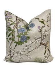Thibaut Katsura Cream & Lavender Grand Palace Collection Cushion Cover Pillow Double Sided - thumbnail 1