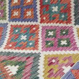 Afghan Kilim Rug, Handmade Artisan Multicolour Turkish Persian Navajo Moroccan Bohemian Flatweave, Natural Wool Dhurrie Rug 127x82 cm - thumbnail 4