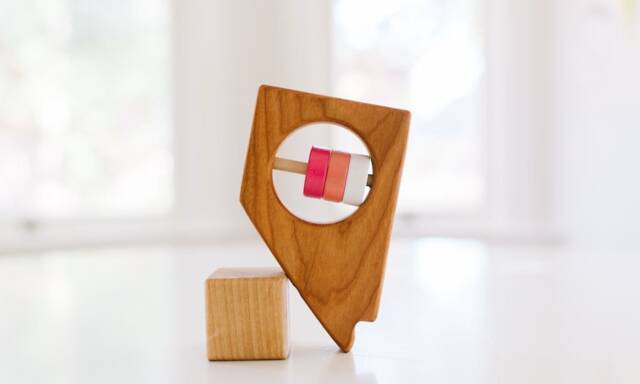 Nevada State Baby Rattle - Wooden Sensory Toy, Custom Colors - image 1