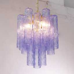 Glass Suspension Lamp ??40 cm - Blue Violet Murano Hand-Blown Italy Decorative Light - thumbnail 4