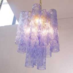 Glass Suspension Lamp ??40 cm - Blue Violet Murano Hand-Blown Italy Decorative Light - thumbnail 4