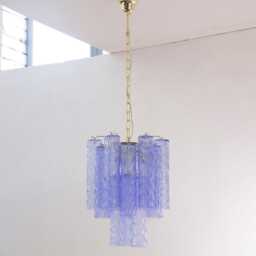 Glass Suspension Lamp ??40 cm - Blue Violet Murano Hand-Blown Italy Decorative Light - thumbnail 2