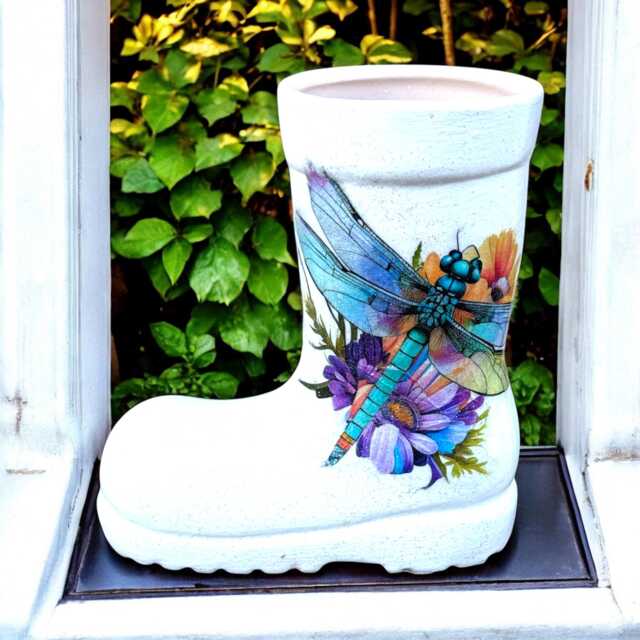 Dragonfly Planter, Tattoo Watercolour Dragonfly, Pretty Decor, Gift, Gift For Sister, Desk - image 1