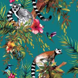 Dark Grey Velvet Lampshade With Teal Lemur Lining, Tropical Large Ceiling Lightshade - thumbnail 3