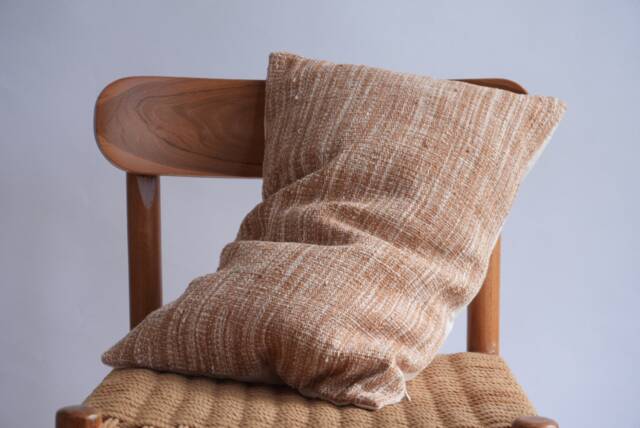 Hmong Batik Pillow Cover Brown Tan Ethnic Home Decor - 14x20 - image 1