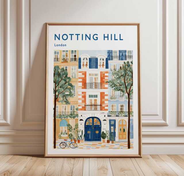 Notting Hill Travel Poster Colorful London Street Art Print - image 1