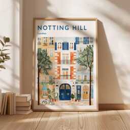 Notting Hill Travel Poster Colorful London Street Art Print - thumbnail 2