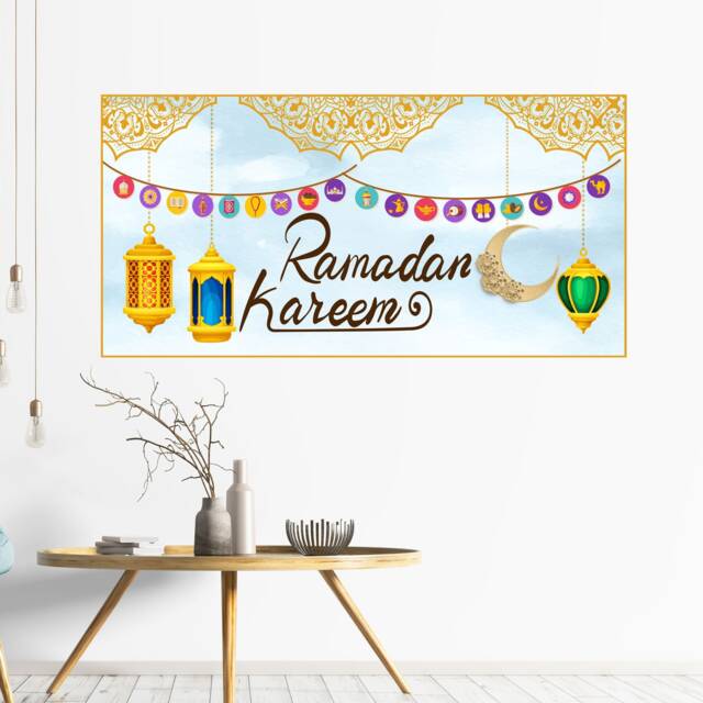 Ramadan Kareem Wall Sticker - Islamic Colorful Lamp Art Vinyl Decal - image 1